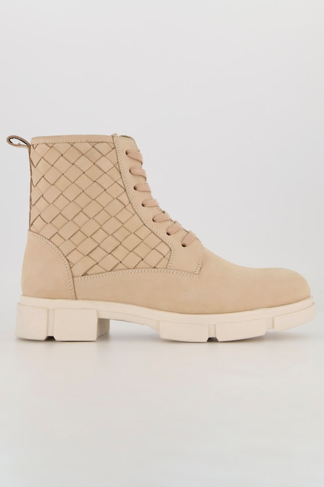 Leder-Stiefeletten, Flechtoptik, Weite H