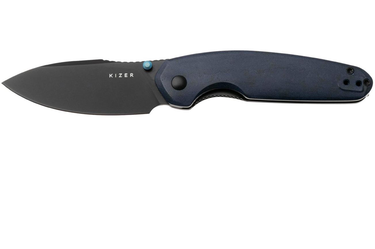 Kizer Meteora V3730A3, Black PVD Nitro-V, Blue Richlite zakmes, Evgeniy Bulychev design