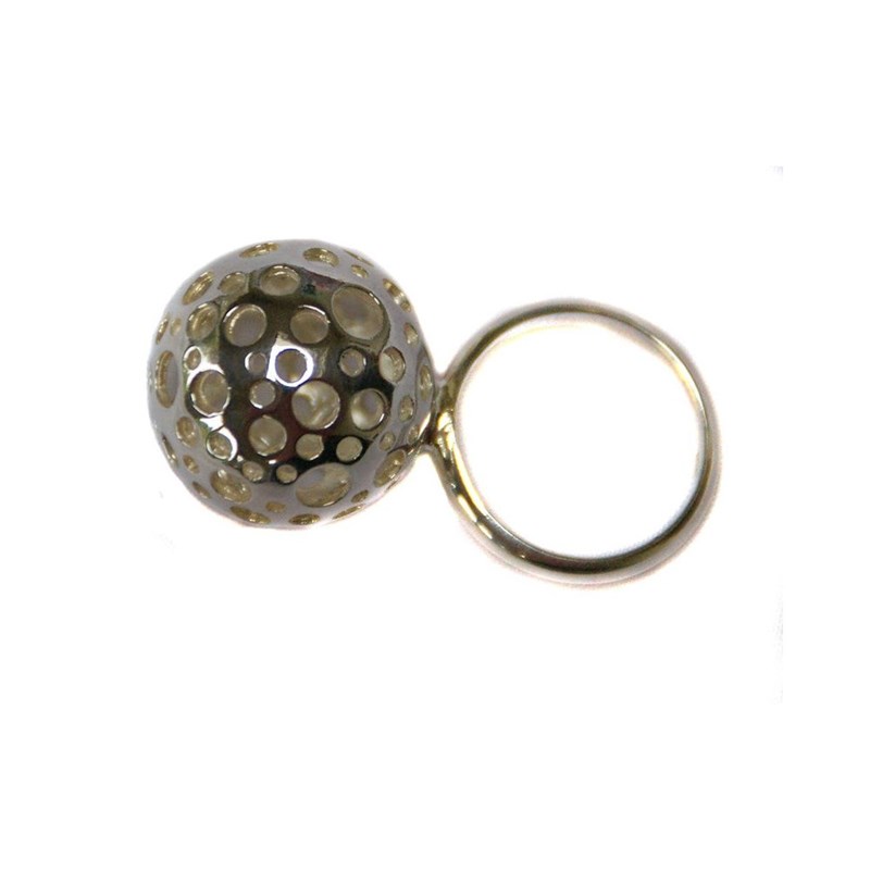 Bague en argent avec boule ajourée - T58