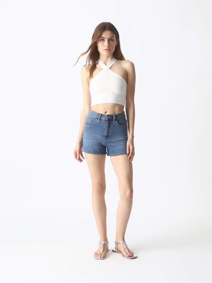 Shorts jeans básicos - Azul índigo claro
