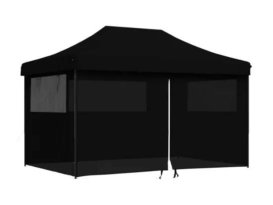 Tente de réception pliable escamotable 4 parois latérales noir