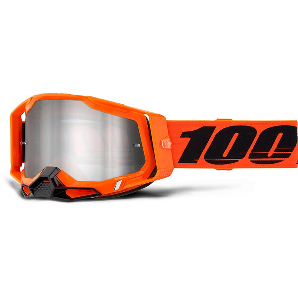 100% - Masque Racecraft 2 - Ecran Iridium Orange fluo / Argent / Iridium