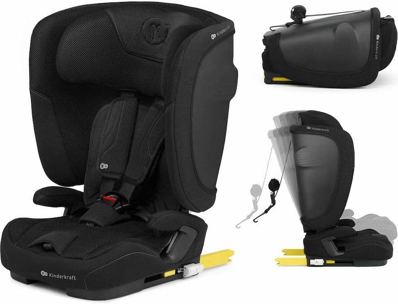 Kinderkraft FIX2GO - Autostoel - Zwart - ISOFIX - 76–150 cm - 5 Slaapstanden - SAFERIDE SENSOR