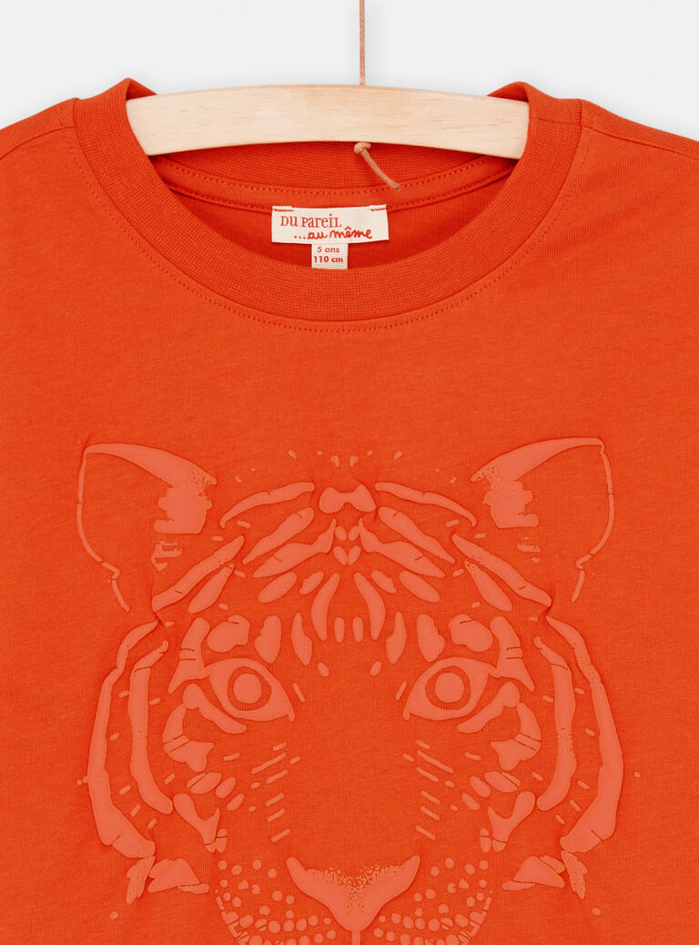 T-shirt orange à motif tigre garçon