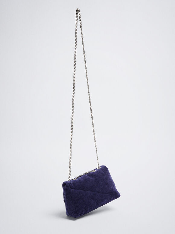 Bolsa de veludo com pingente - Azul