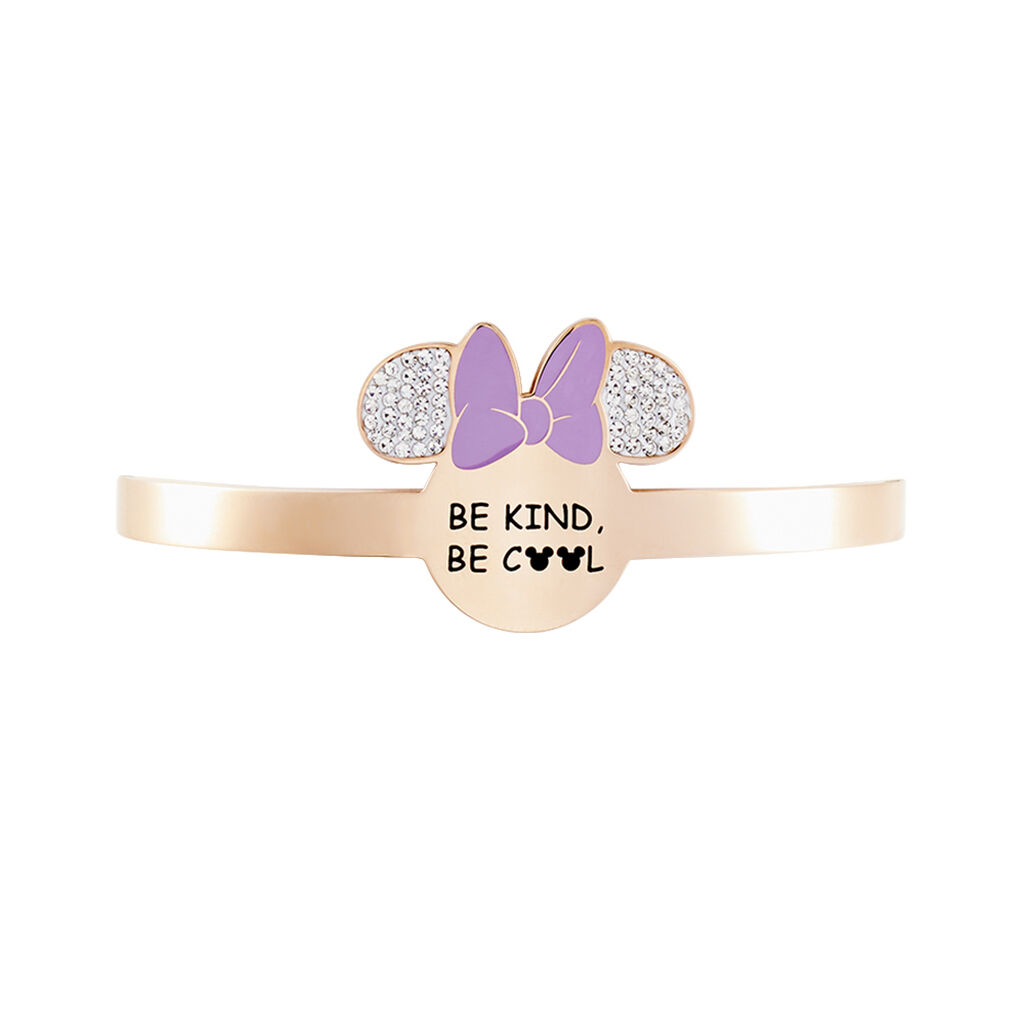 Bracelet Jonc  Acier Doré Rose Cristaux