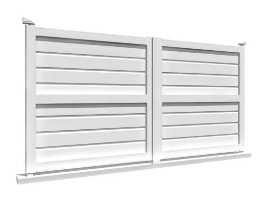 Portail double battant motorisé brise-vue L 4000 x H 1730 mm - Blanc satiné RAL9010