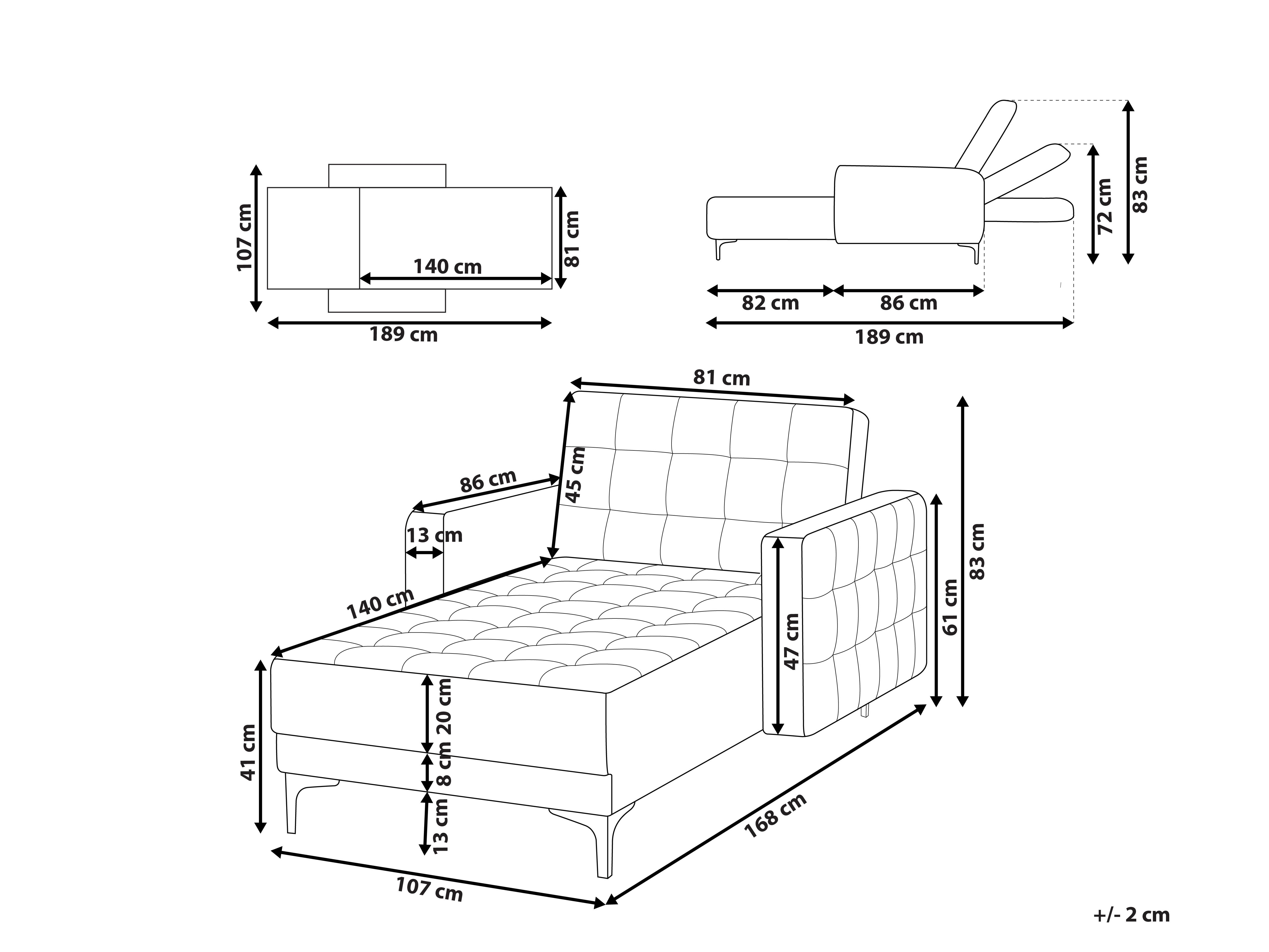 Chaise longue ABERDEEN Stof Grafietgrijs