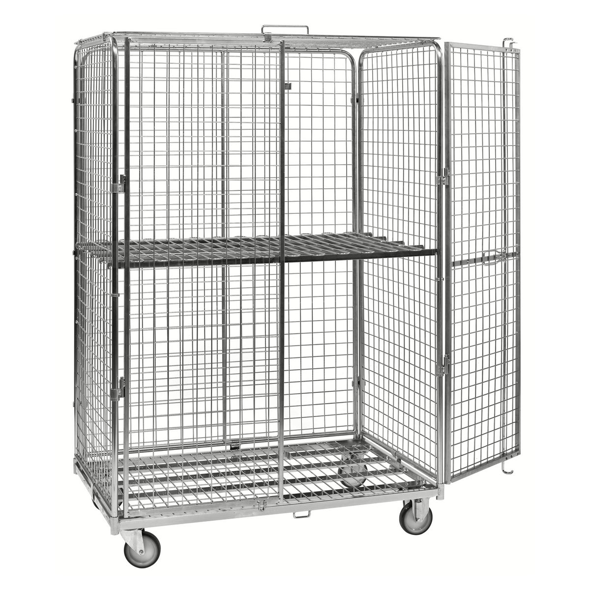 Kongamek beveiligingscontainer 1200x800x1870mm gegalvaniseerd met gaasbodem, 4 gaaswanden, deur zonder rem