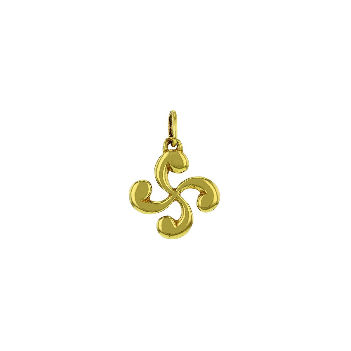 Pendentif croix basque or jaune 9 carats 8mm