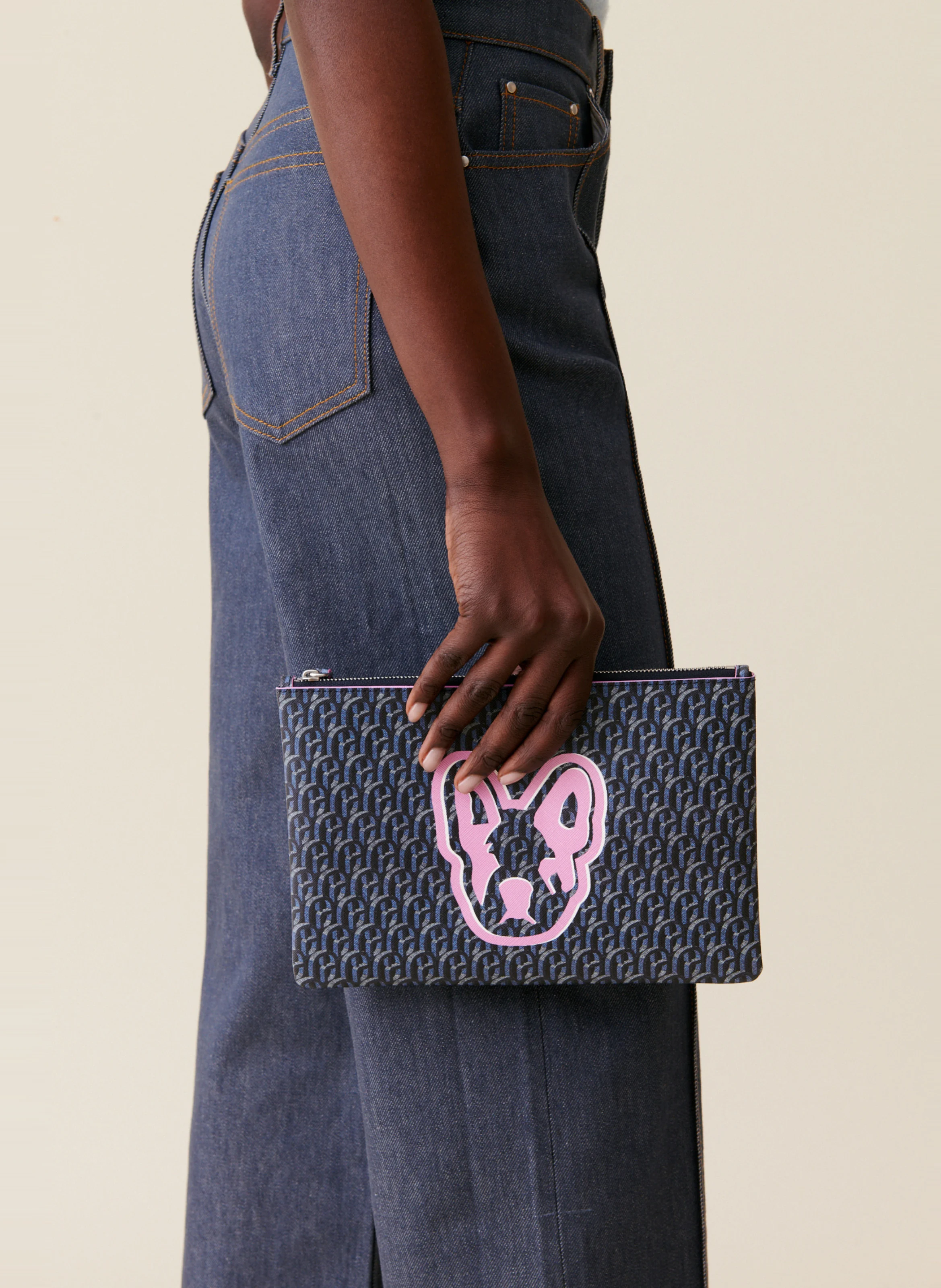 Porte-carte monogramme imprimé | Bleu