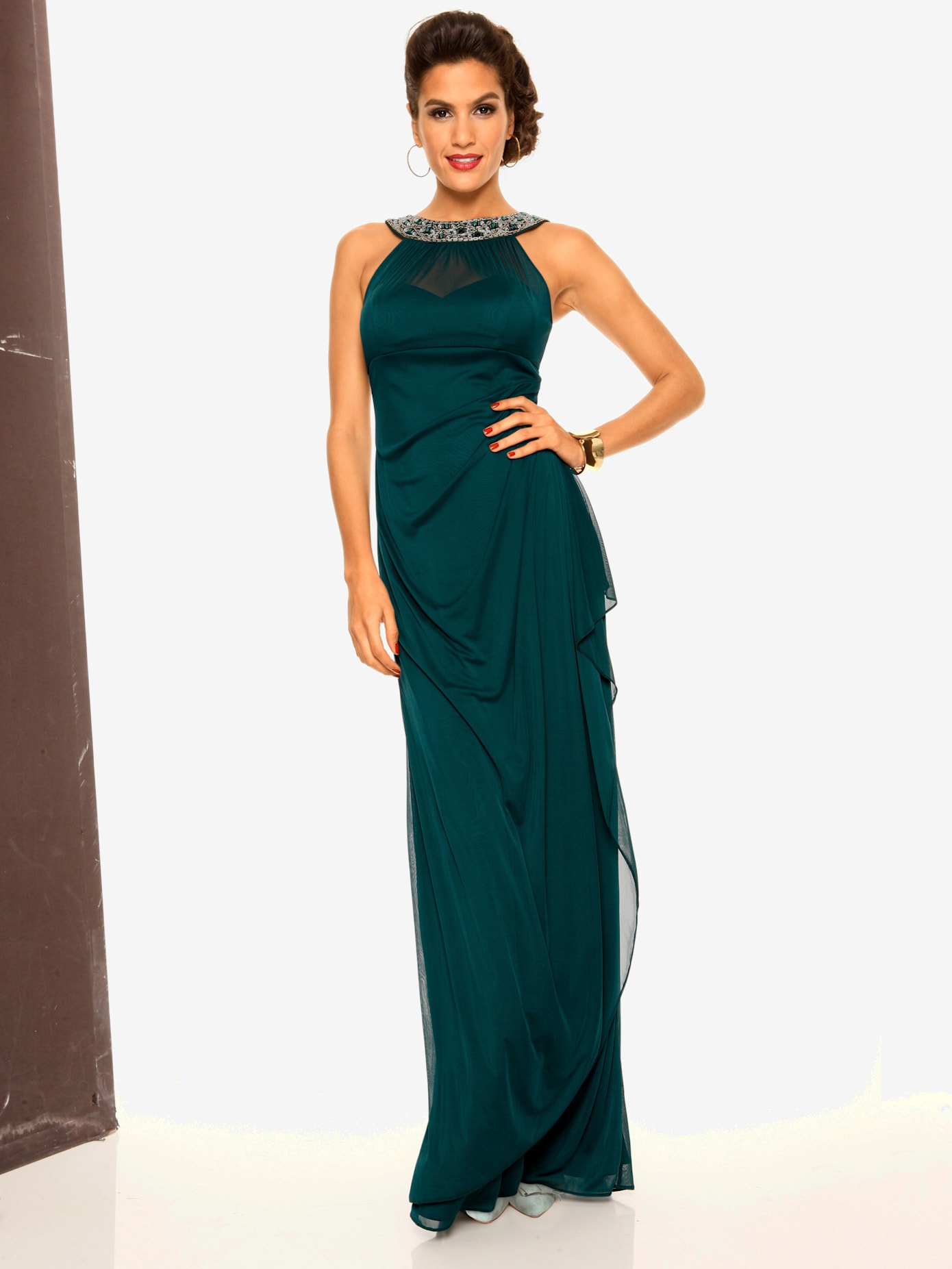 Robe de soirée élégant, empiècement tendance