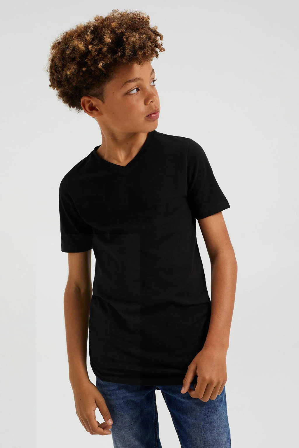 WE Fashion basic T-shirt zwart