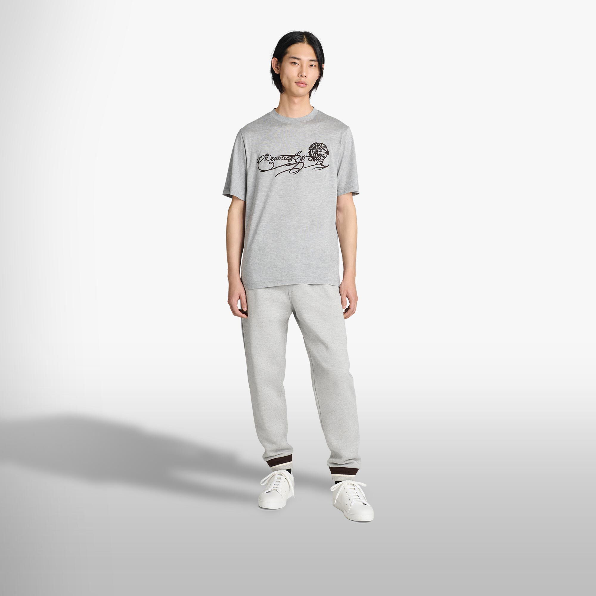 T-Shirt Scritto Avec Effet Suede