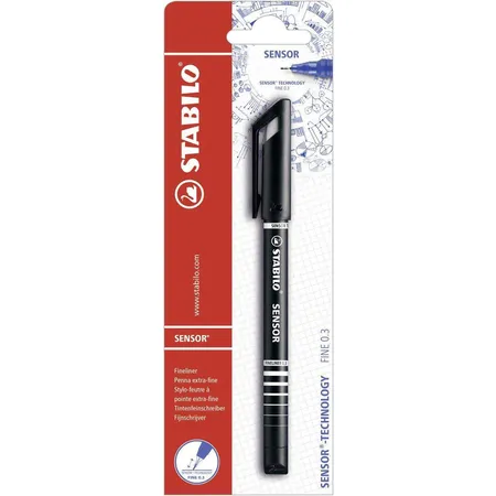Fineliner mit gefederter Spitze - STABILO SENSOR F - fein - Einzelstift - schwarz
