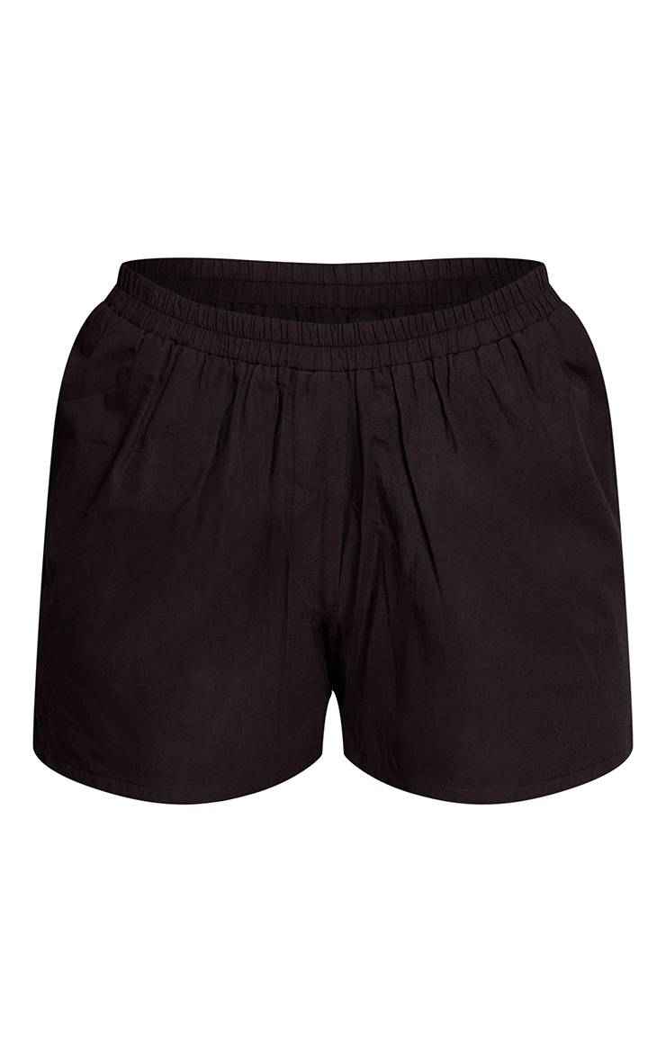 Noir Short En Coton À Taille Élastiquée