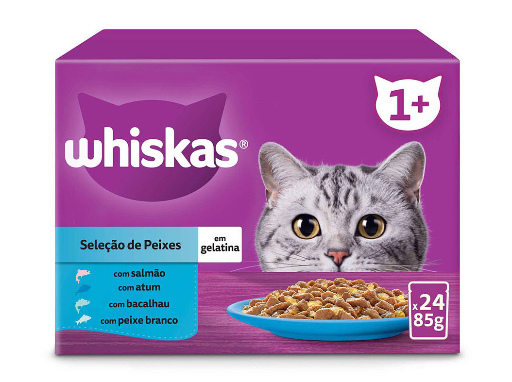 COMIDA HÚMIDA GATO WHISKAS SELEÇÃO PEIXES 24X85G