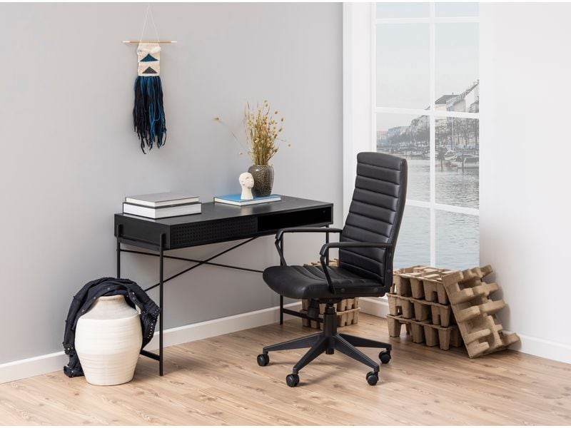 AC Design Tisch Angus, Schwarz / Schwarz Schreibtisch