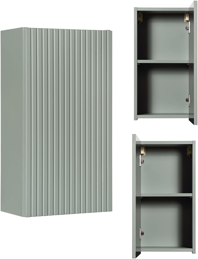 Lomadox Badezimmer Hängeschrank 30cm, grün, gerillte Front, grifflos