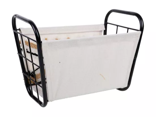 Panier de rangement en métal et tissu 31x18x17/23