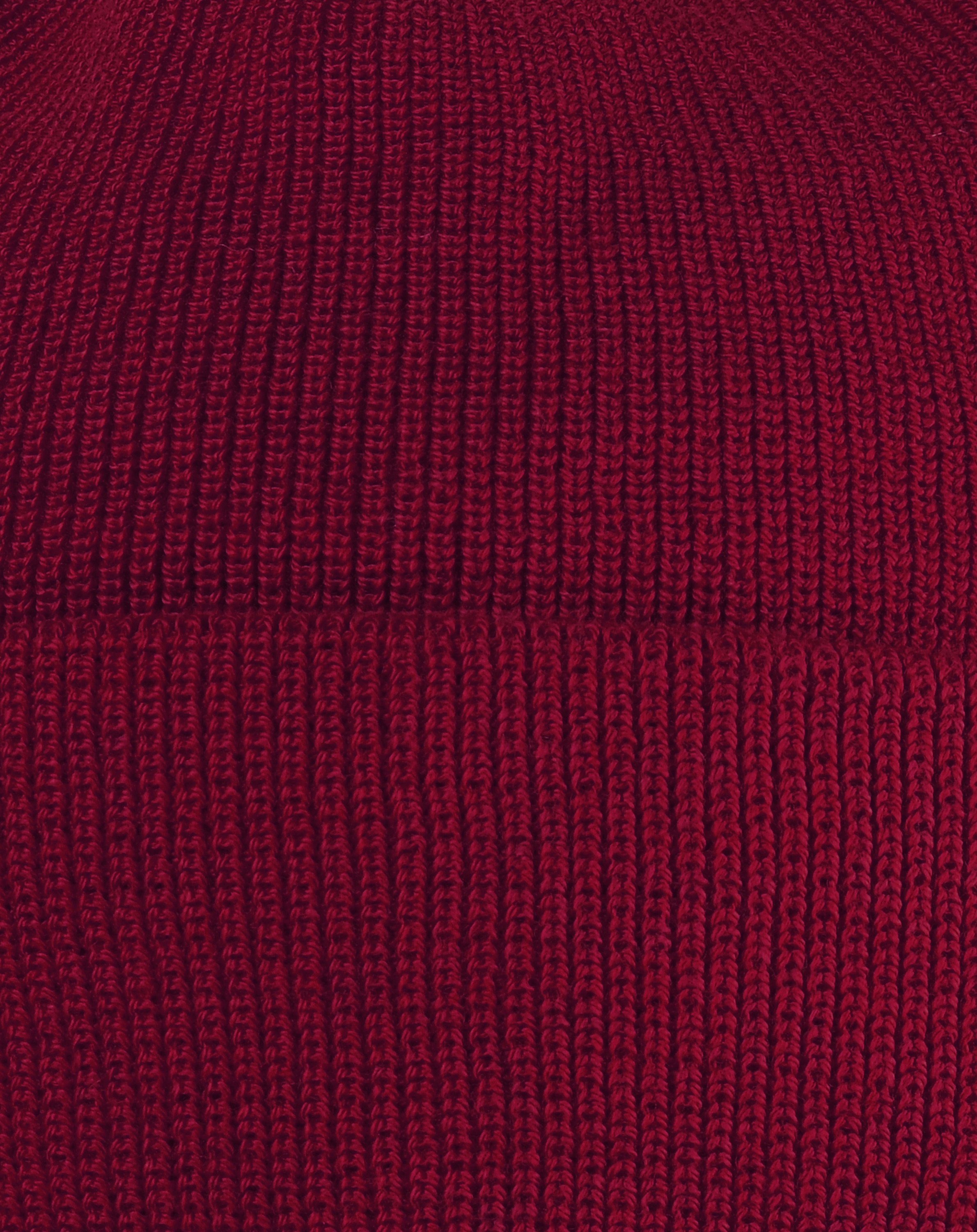 Strick-Beanie PERLFANG gefüttert in bordeaux