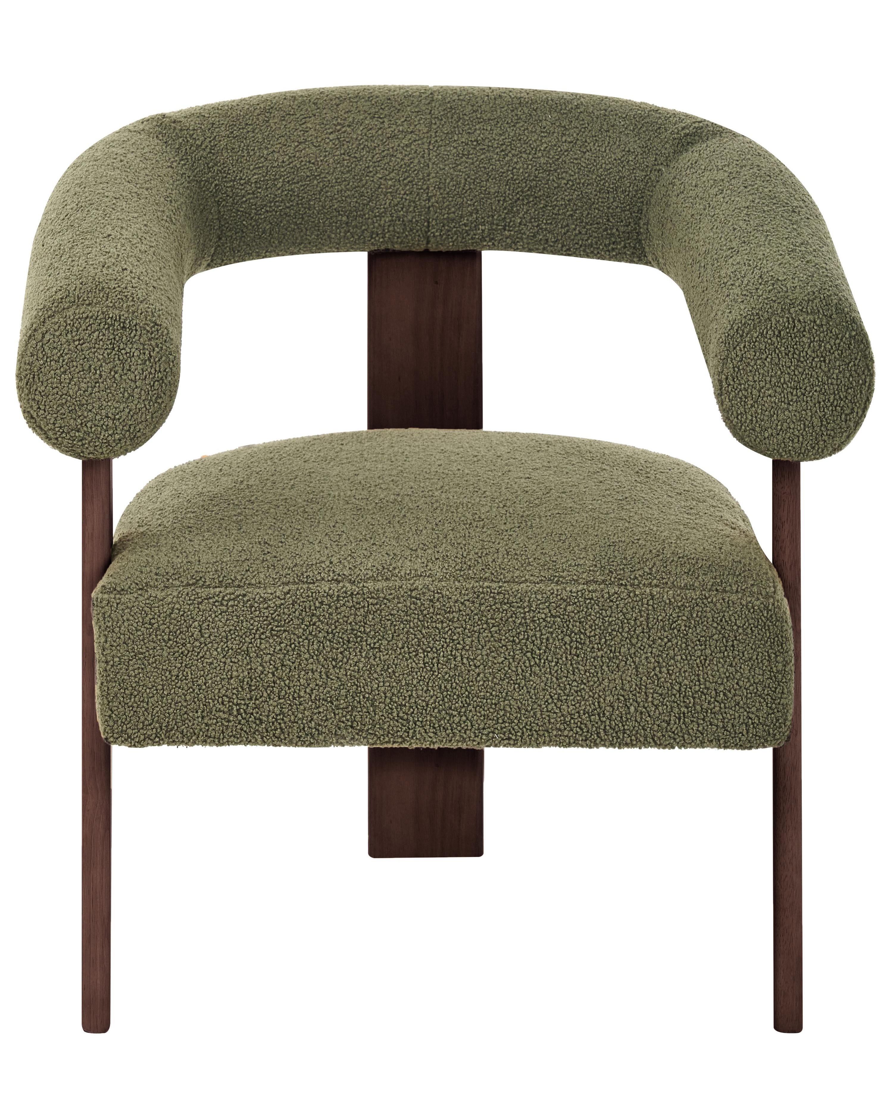 Fauteuil ILBRO Bouclé Groen/donkerbruin