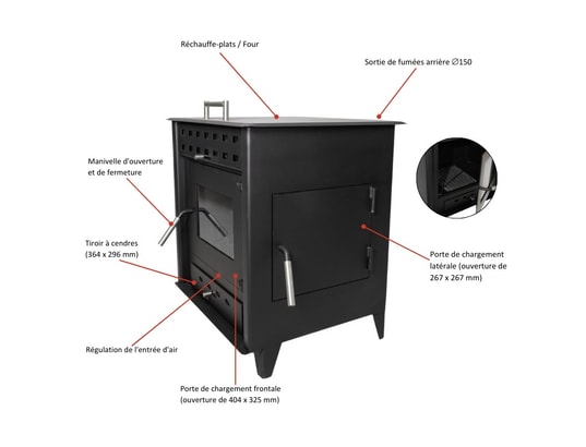 INTERSTOVES - Poêle à bois Hugo 9 | bûches 50cm - noir