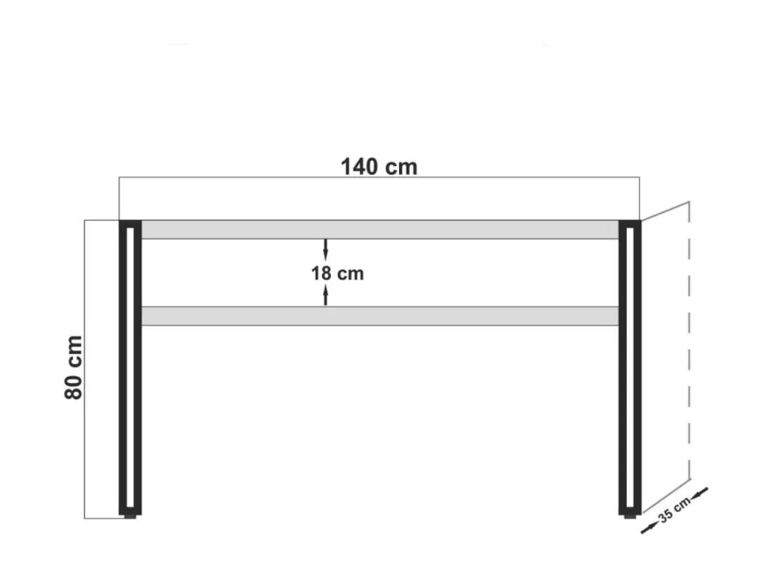 Console style industriel HANKO - bois et noir - 140 cm