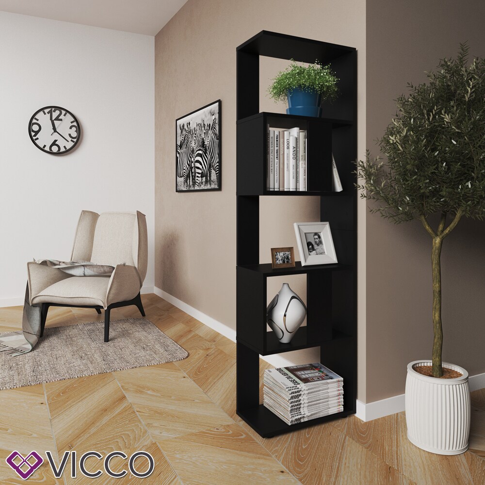 VICCO Raumteiler Schwarz Bücherregal Standregal Aktenregal Hochregal Aufbewahrung Regal