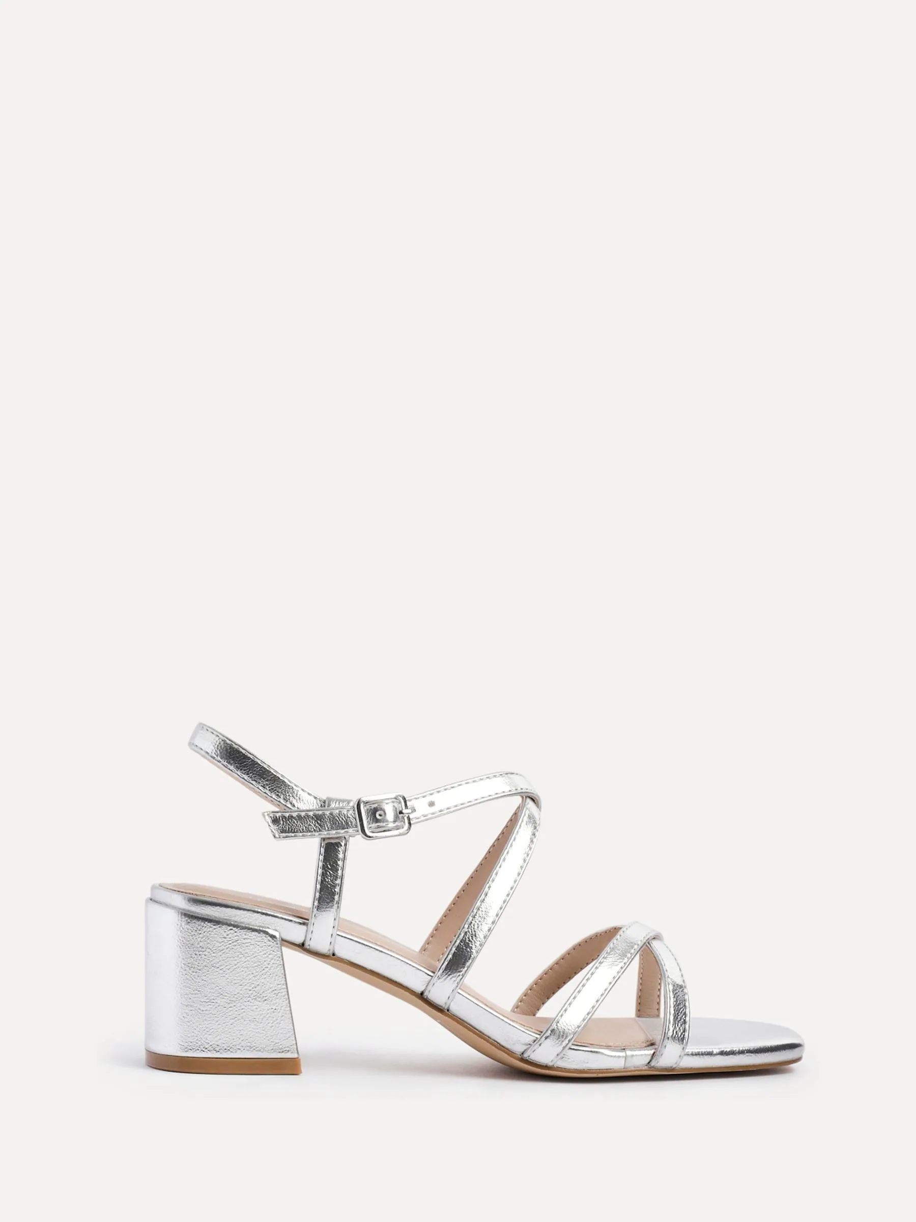 Zilver - Linzi Jovanna sandalen met bandjes en hak