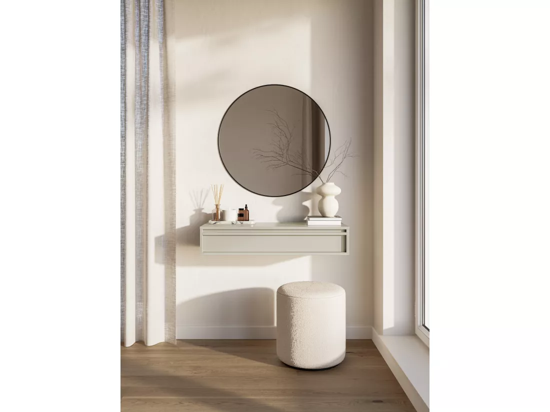 Table console - 90 cm - avec tiroir - suspendu - grège - EVO