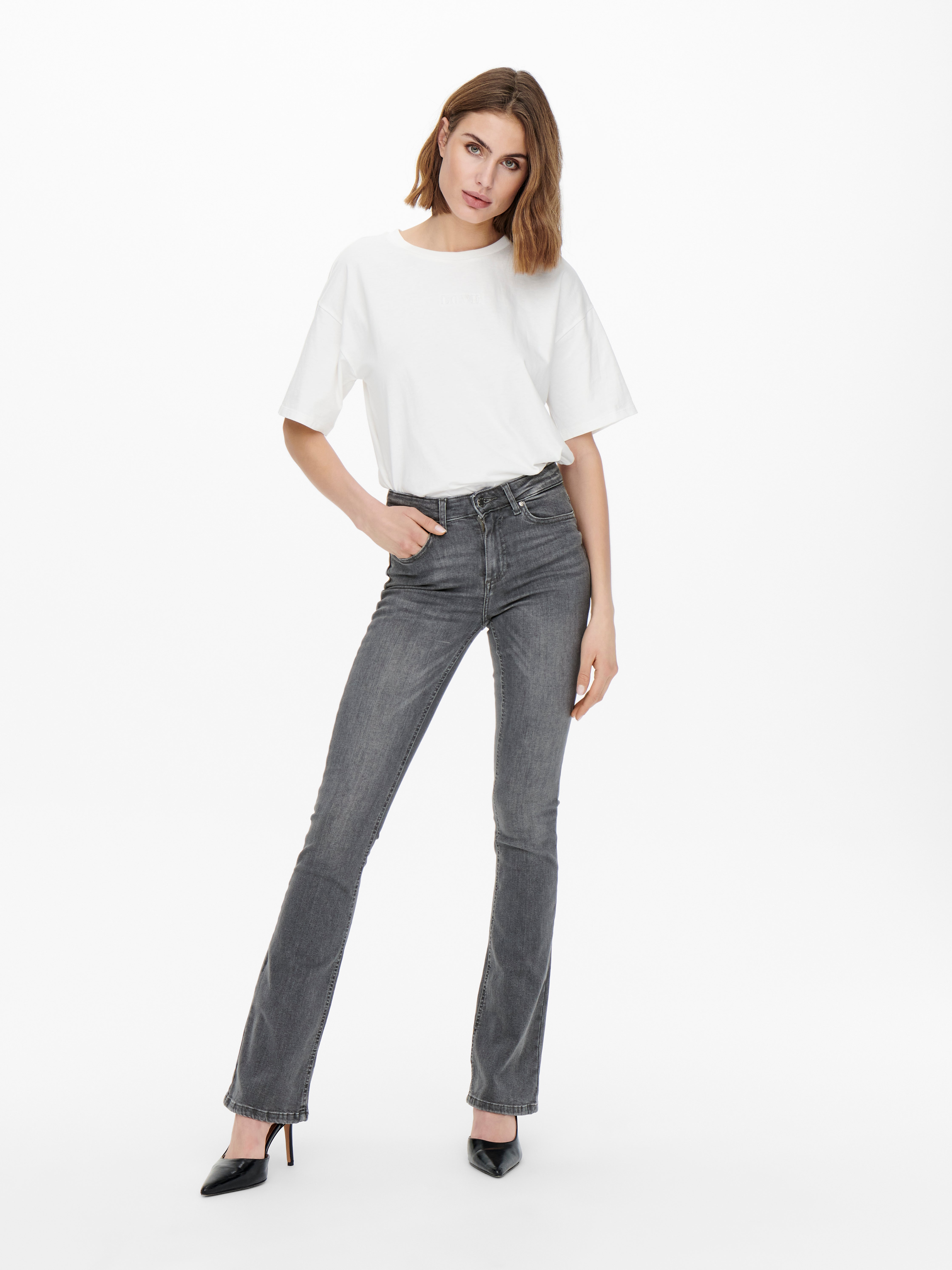 ONLBLUSH Mittlere Taille Ausgestellt Jeans Grey Denim