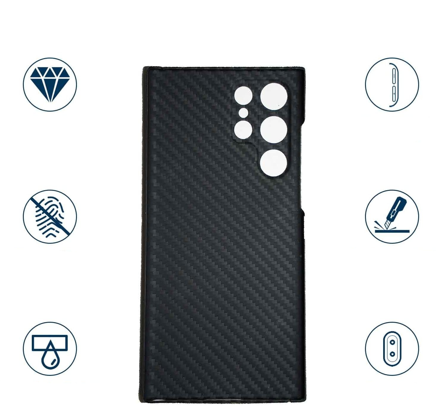 Samsung Galaxy S23 Ultra 5G Kevlar Hardcase Schutzhülle Ultrathin - Schwarz