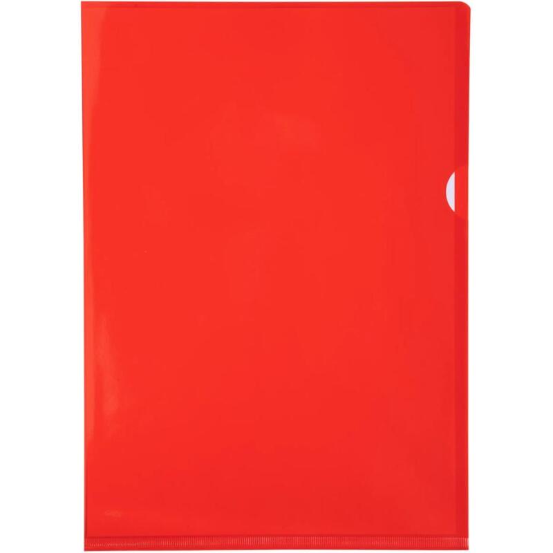 Etui carton de 100 pochettes coin PVC lisse haute résistance 13/100e - A4 - Rouge
