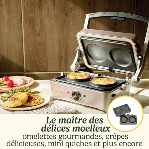 Cuisinart 3 en 1 Grilleur, gaufrier et omelette| Grilleur de sandwichs, presse à panini, crêpière Grilleur électrique | Plaques amovibles et interchangeables antiadhésives | moins d'huile | 210°C | : Cuisine et Maison