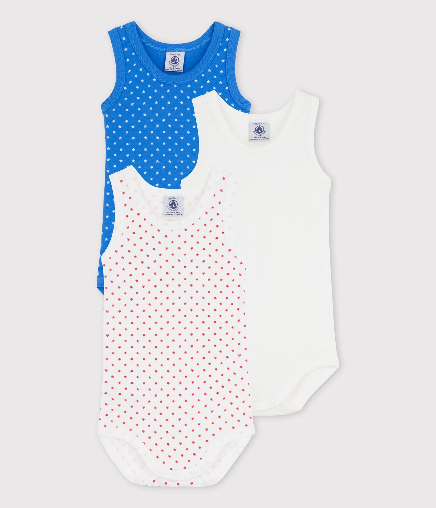 Lot de 3 bodies sans manches en coton