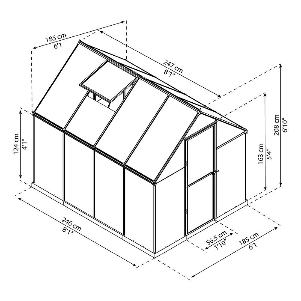 DRIVHUS CANOPIA MYTHOS ALU/POLY 4,6M² MØRKEGRÅ