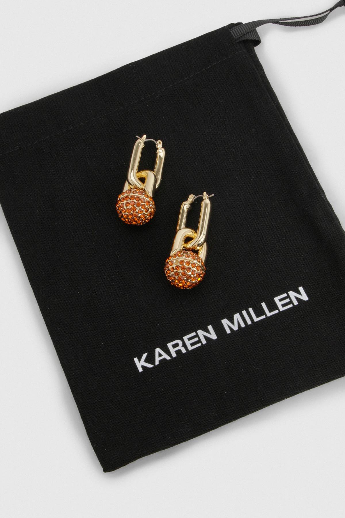 KarenMillen Boucles d'Oreilles Pendantes à Maillons avec Détails Diamantés