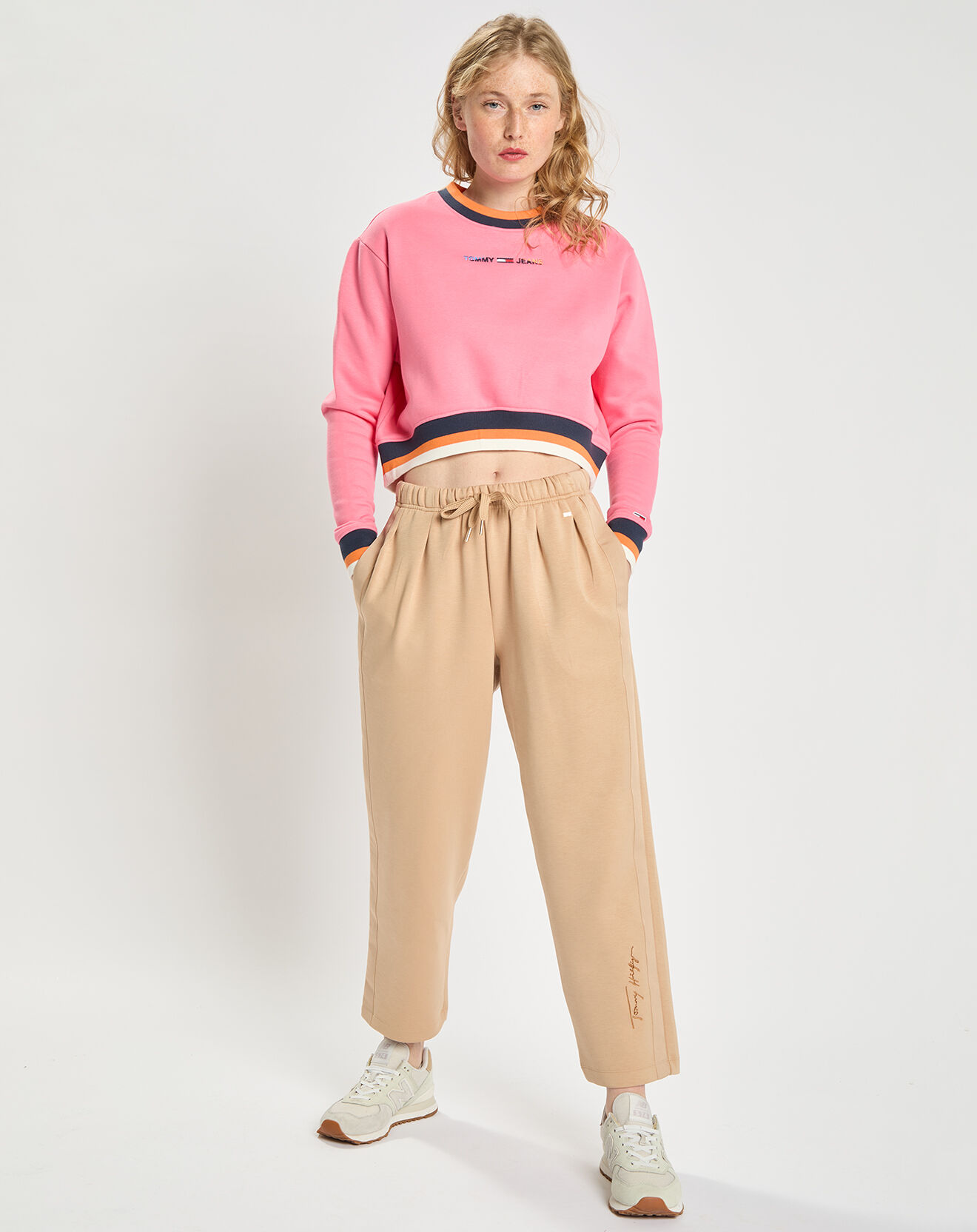 Tommy Jeans Sweat Crop Tipping Crew rose