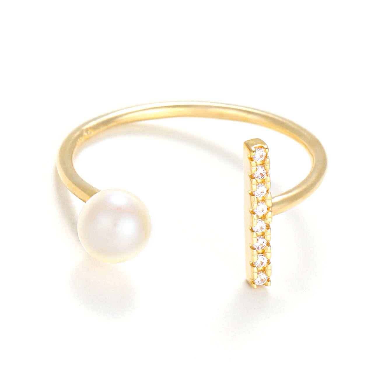 Instant d'Or Bague Kalaya Perle & Zirconium or jaune