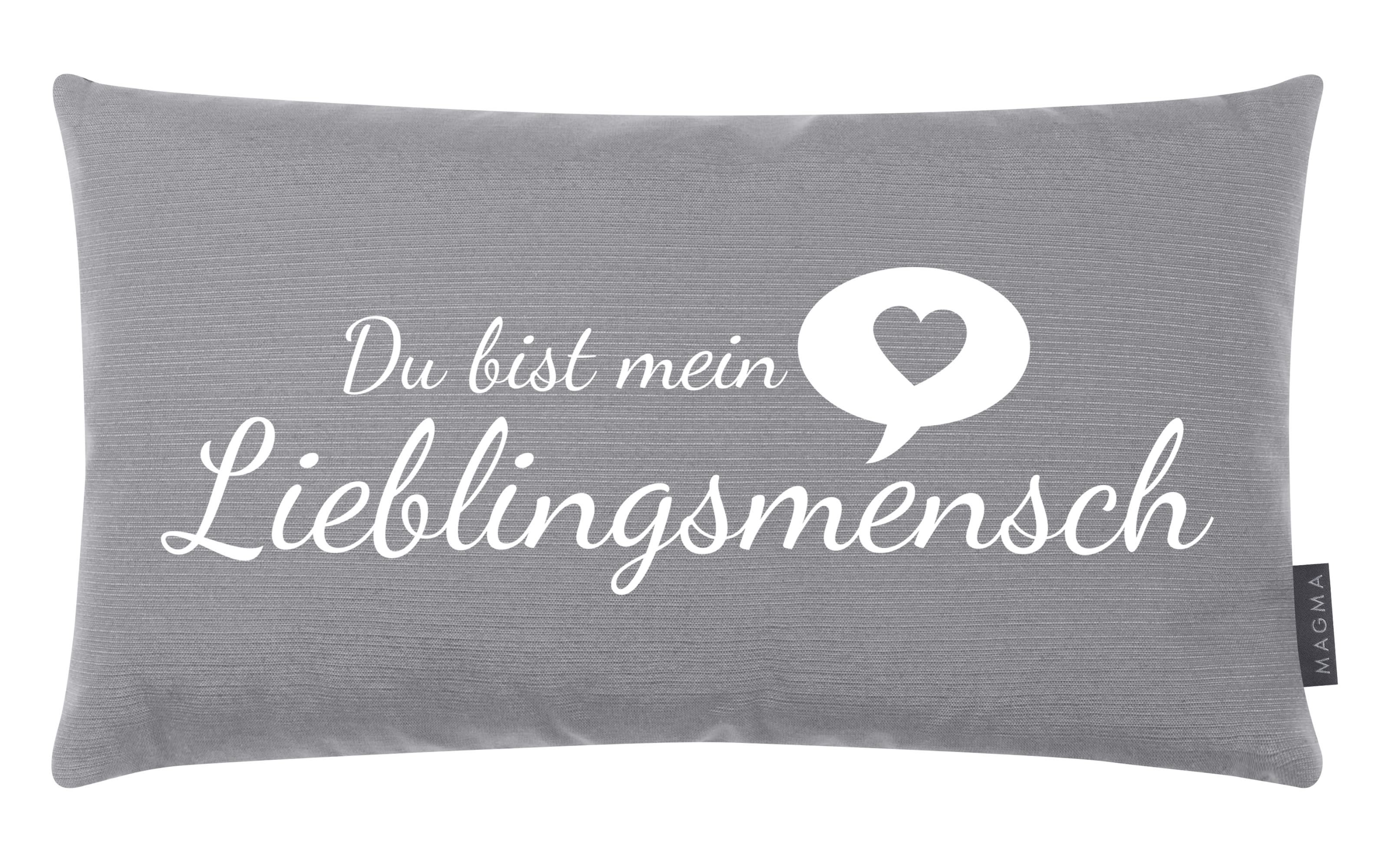 Kissen, Schriftzug Lieblingsmensch, grau, 30 x 50 cm