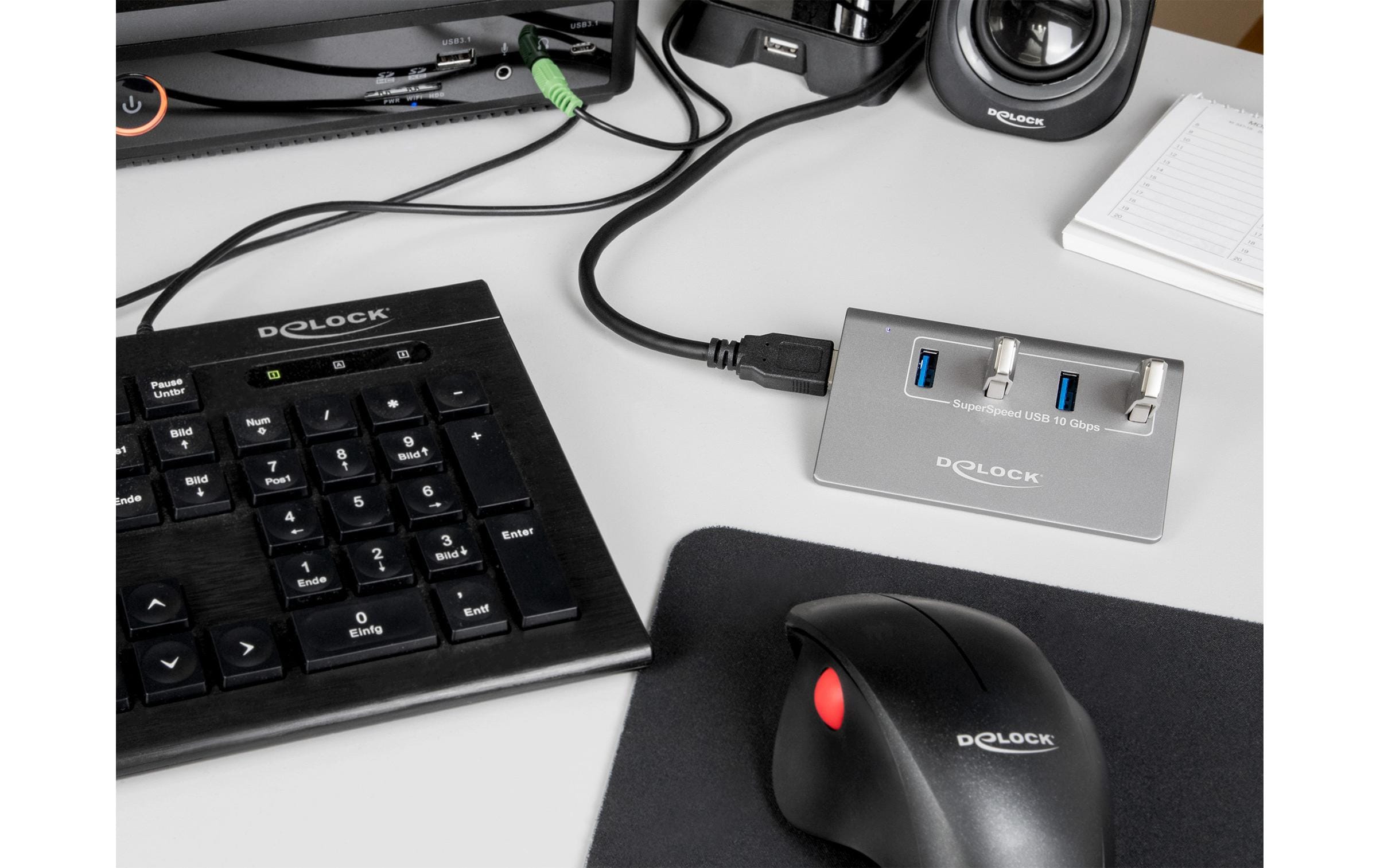USB-Hub 64181 USB 3.1 - 4x USB-A / 1x LadeanschlussUSB-Hub mit Datentransferraten von bis zu 10 Gbps