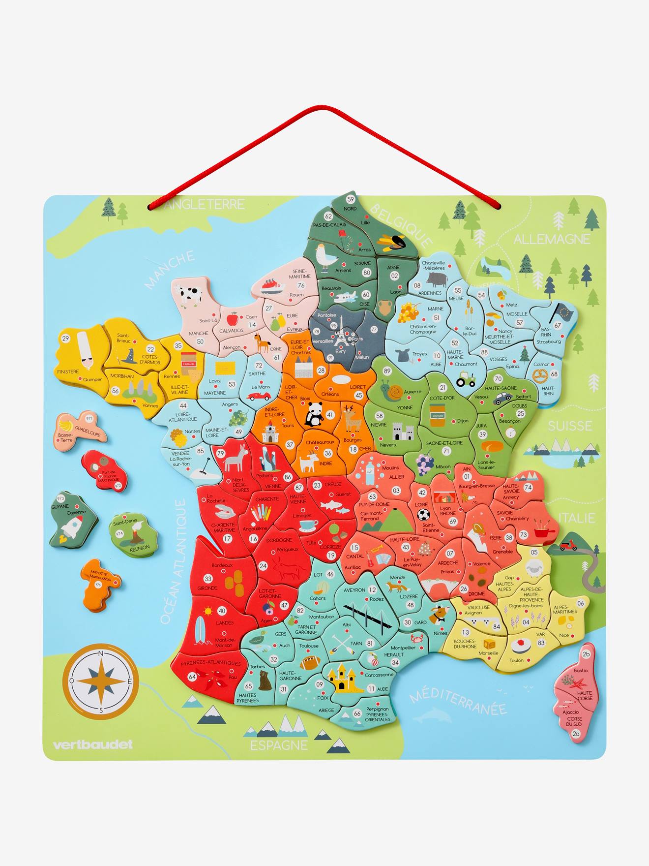 Quebra-cabeça magnético multicolorido da França