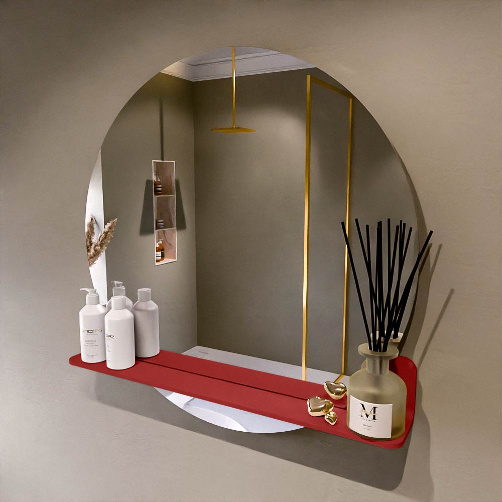 Mondiaz Spot spiegel rond Ø80cm met planchet fire