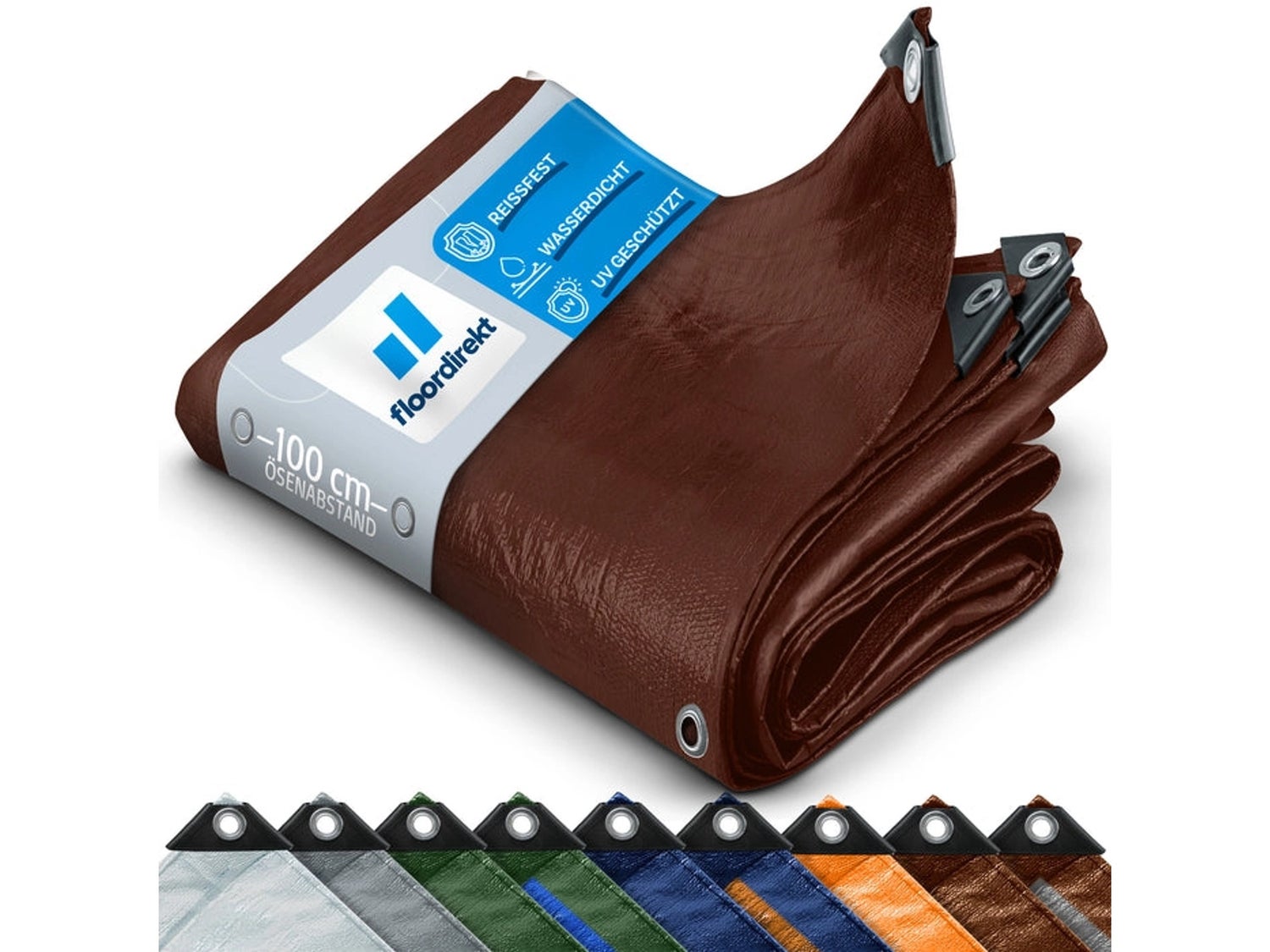 Waterdicht zeildoek met ogen, beschermhoes, 240 g/m², 2 x 3 m, bruin