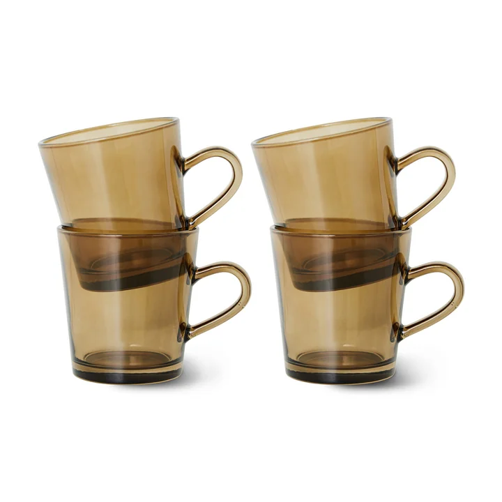 HKliving - 70's Kaffeebecher 200 ml, mud brown (4er-Set)