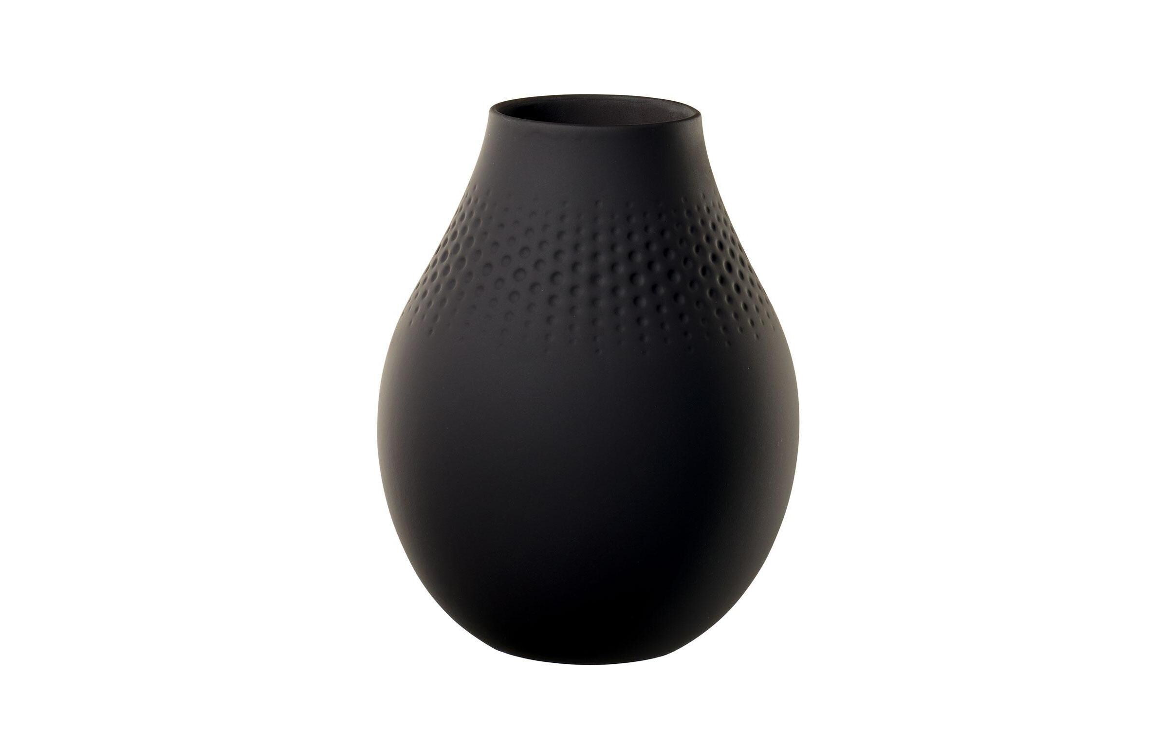 Vase Collier Perle No. 2, SchwarzSchwarze Vase aus Porzellan