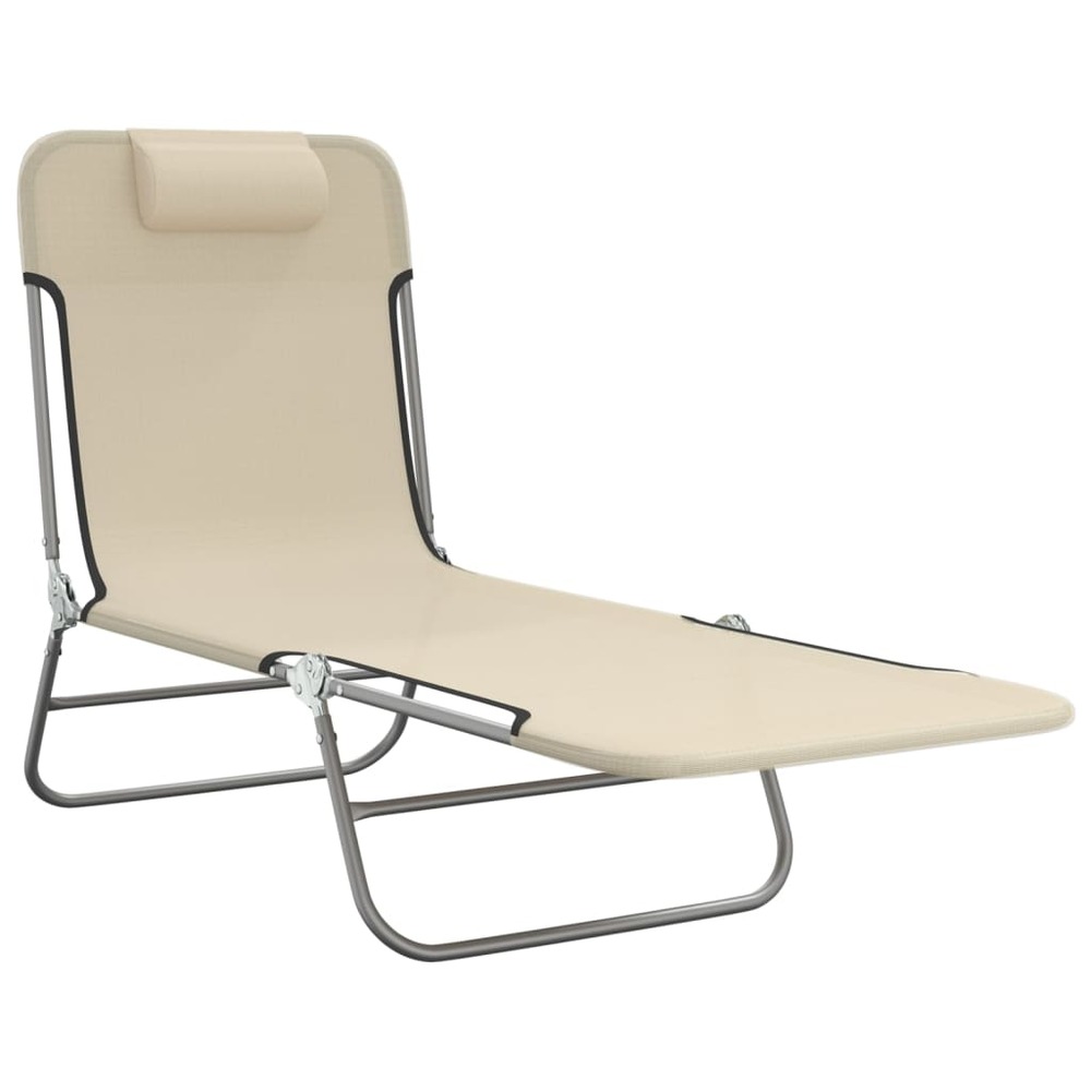 Chaises longues pliables 2 pcs crème textilène et acier