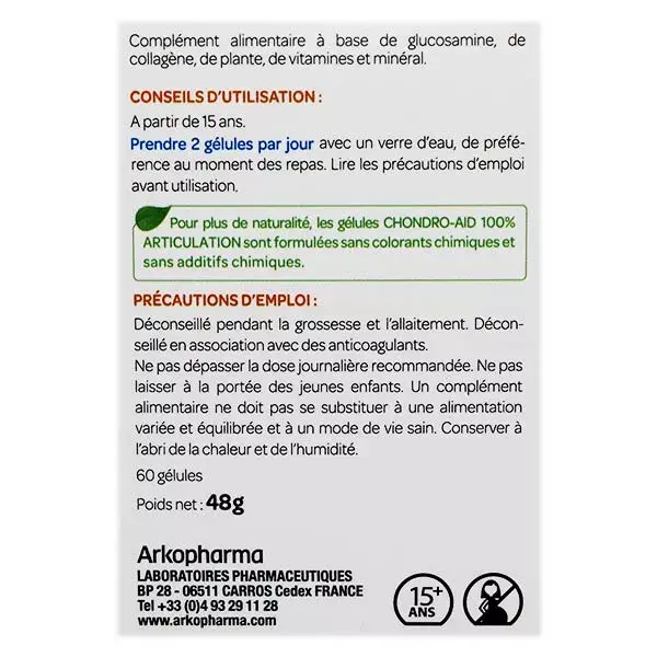 Arkopharma Chondro-Aid 100% Suporte Articular 60 cápsulas