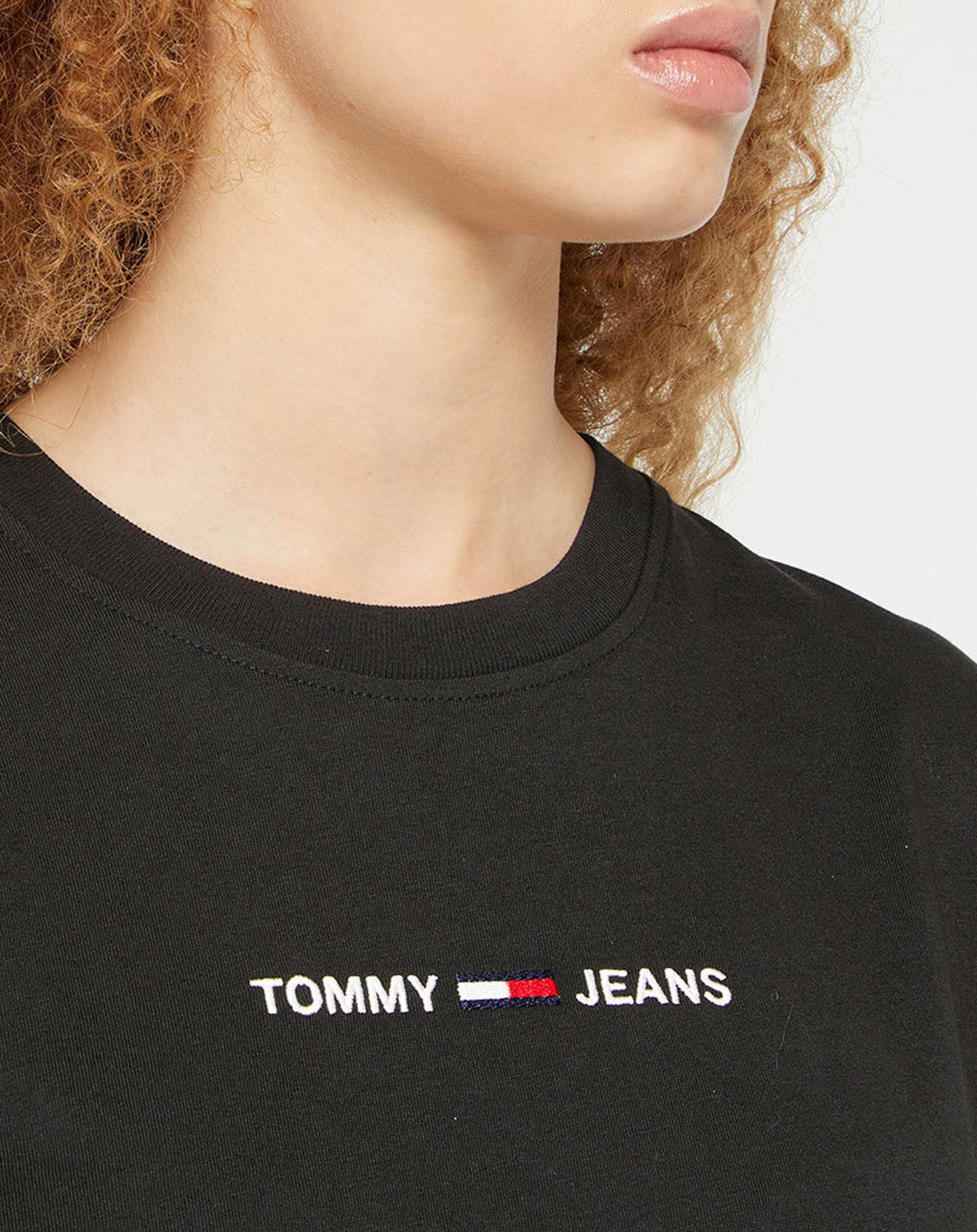 Tommy Jeans T-Shirt 100% Coton Bio Linear Logo noir